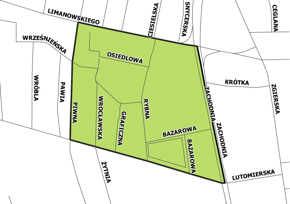 Załącznik graficzny - mapa z nazwami ulic.