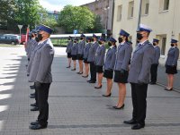Obchody Święta Policji, Plac przed Komendą Miejską Policji w Łodzi , osoby awansowane.