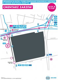 Mapa zmian w organizacji ruchu Cmentarz na Zarzewie