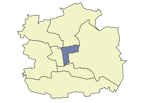 Mapa Łodzi - Rejon I Komisariatu Policji