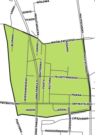 Załącznik graficzny - mapa z nazwami ulic.