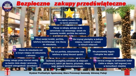 Plakat z poradami dot. bezpiecznych zakupów