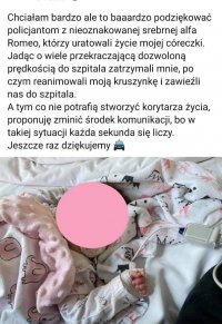 Wpis mamy  z FB a na nim maleńkie dziecko.