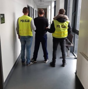 Podejrzany o usiłowanie kradzieży domku Świętego Mikołaja prowadzony przez policjantów