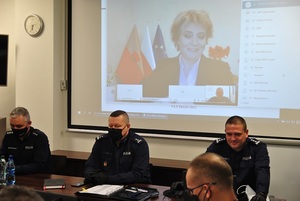 Komendant Miejski Policji w Łodzi wita online Panią Prezydent Miasta Łódź.