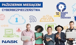 Plakat kampanii &amp;quot;Europejski Miesiąc Cyberbezpieczeństwa&amp;quot;, na którym widnieje 5 osób