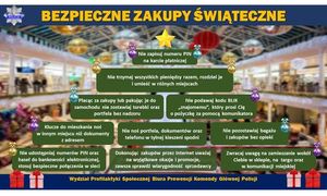 Plakat akcji bezpieczne zakupy świąteczne