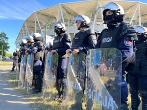 Policjanci Oddziału Prewencji w Łodzi.