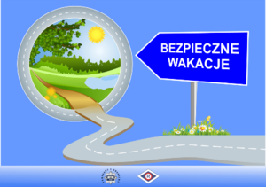 Plakat promoujący bezpieczne wakacje.