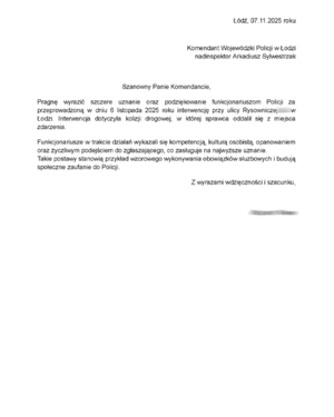 Treść podziękowania.