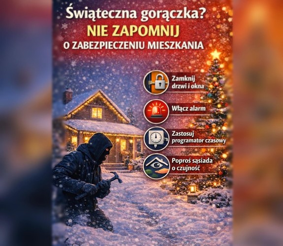 Przykładowa grafika - porady dotyczące zabezpieczenia domu w święta.