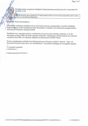 Treść podziękowania.