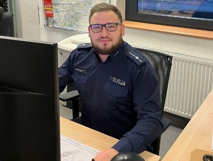 Młodszy aspirant Kamil Prusiewicz, śródmiejski dyżurny.