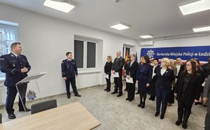 Przemawia nadkom. Michał Matysiak - p.o. I Zastępcy Komendanta Miejskiego Policji w Łodzi.