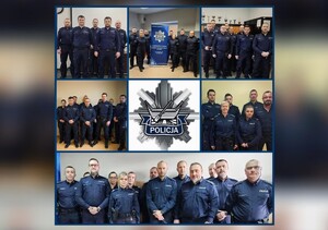 Kolaż ze zdjęciami dzielnicowych z łódzkich komisariatów.