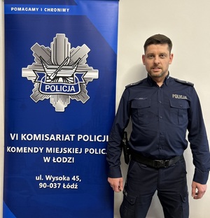 Dzielnicowy I Rewiru Dzielnicowych VI Komisariatu Policji w Łodzi - mł. asp. Jakub Rudzki.