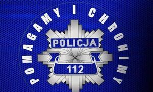 Zdjęcie poglądowe - napis "Pomagamy i Chronimy" oraz gwiazda policyjna z numerem 112 na niebieskim tle.