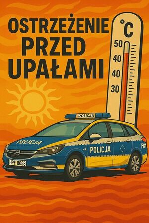 Grafika - ostrzeżenie przed upałami.