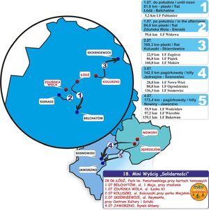 Mapa przedstawiająca planowaną trasę 37 Międzynarodowego Wyścigu Kolarskiego "Solidarności i Olimpijczyków.