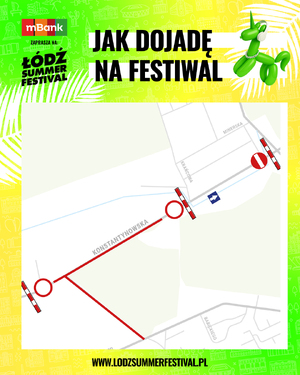 Mapa przedstawiająca dojazd na miejsce Łódź Summer Festival