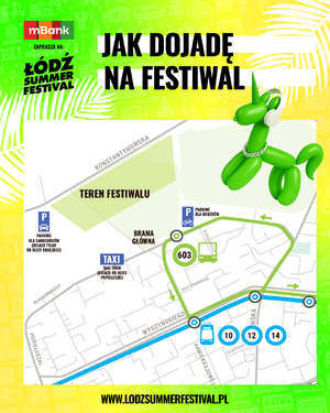 Mapa przedstawiająca dojazd na miejsce Łódź Summer Festival