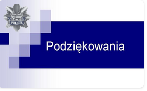 Grafika z napisem "Podziękowania" i policyjną gwiazdą.
