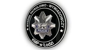 Logo Wydziału Patrolowo-Wywiadowczego Komendy Miejskiej Policji w Łodzi.