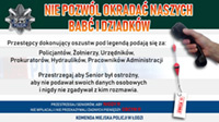 Plakat profilaktyczny ostrzegających seniorów o niebezpieczeństwach także w internecie.